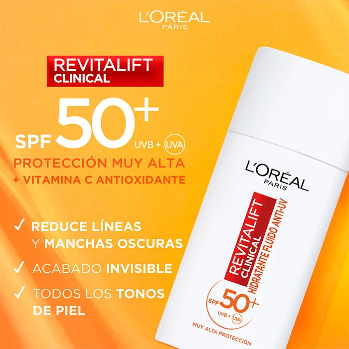 L'Oreal Revitalift Clinical Vitamina C Fluido SPF50+ 4 L'Oreal Revitalift Clinical Vitamina C Fluido SPF50+ - Imagen 2